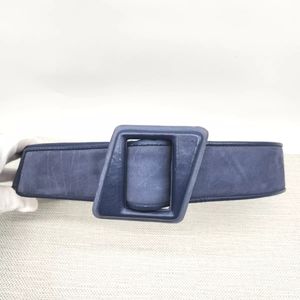 Christian Dior Vintage 006 Size M/L Blue Leather Wide Belt